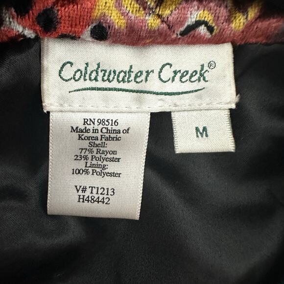 Coldwater Creek Vest Womens Medium Velvet Quilted Boho Art to Wear Zip Up - Picture 10 of 11